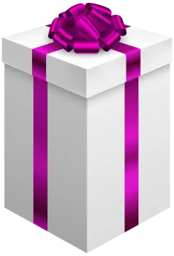 a white gift box with pink ribbon and bow