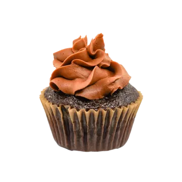 a cupcake with chocolate frosting on top