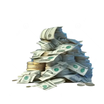 a pile of money on a white background