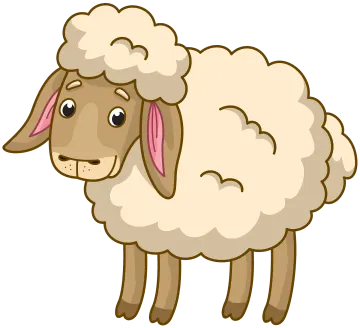 a cartoon sheep with pink ears