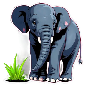 an elephant standing next to a plant