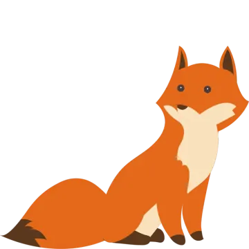 a red fox sitting down on the ground