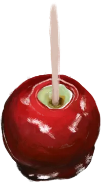 an apple with a candle on top of it