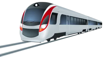 a white and red train on the tracks