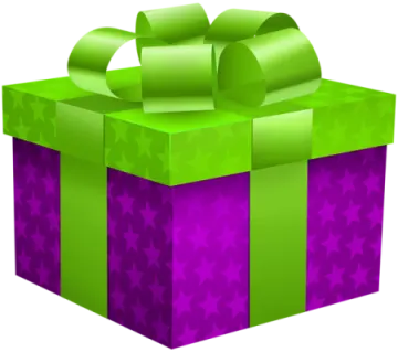 a green and purple gift box