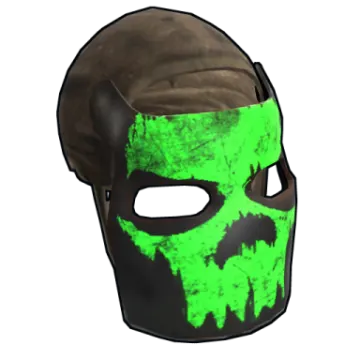 a green skull mask on a white background