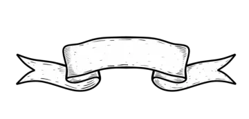 a black and white drawing of a ribbon