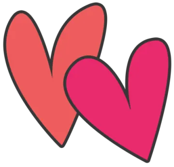 two red hearts on white background