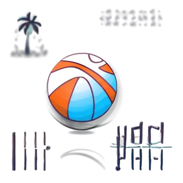 a beach ball with palm trees in the background