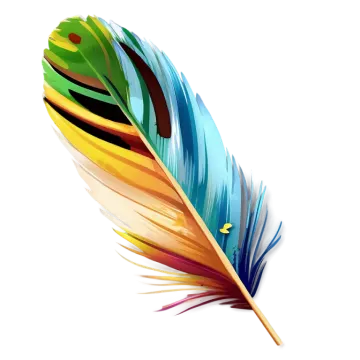a colorful feather on a white background