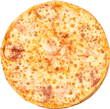 a pizza with meat and cheese on it