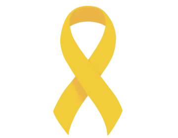 a yellow ribbon on a white background