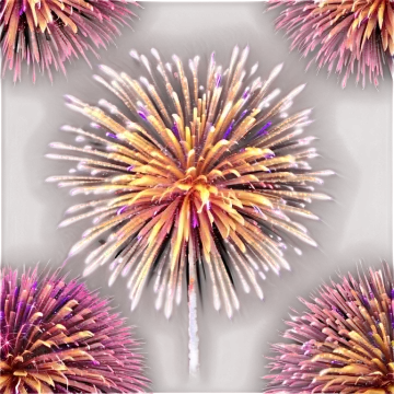 a bunch of purple and gold fireworkss