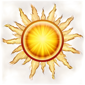 a golden sun with rays in the center
