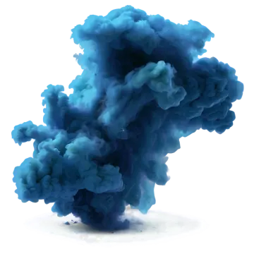 a blue cloud of smoke on a white background