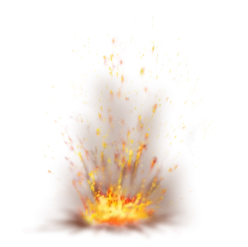an explosion of fire on a white background