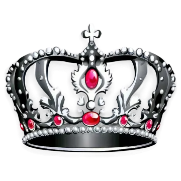 a black and white crown with red gems