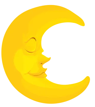 a yellow moon with a smiling face