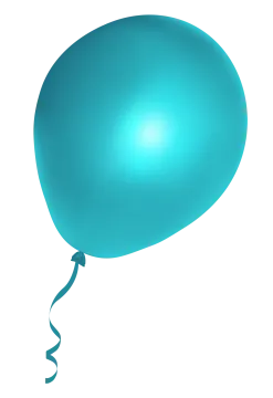 a blue balloon is floating in the air