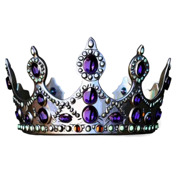 a silver crown with purple crystals on it