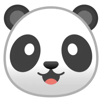 a panda face on a white background