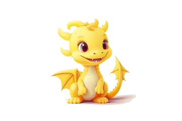 a small yellow dragon sitting on the ground