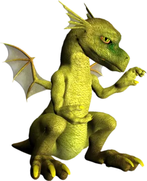 a green dragon sitting on top of a banana