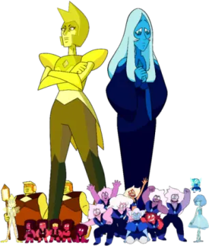 a group of cartoon characters standing next to each other characters