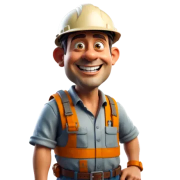 a cartoon character wearing a hard hat and overall