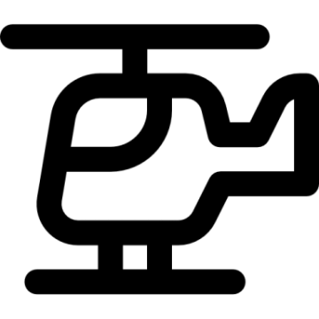 a black and white icon of a helicopter