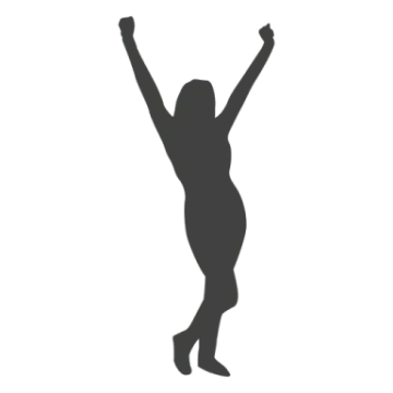 a silhouette of a woman with her arms up