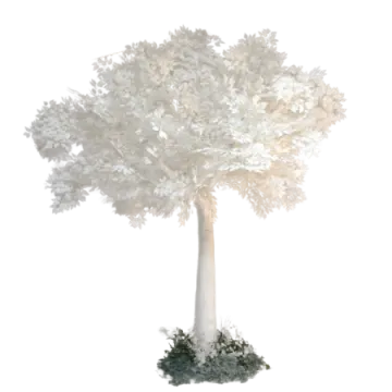 a white tree with lots of leaves on it