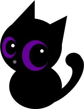 a black cat with purple eyes