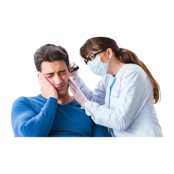 a doctor examining a patient's ear