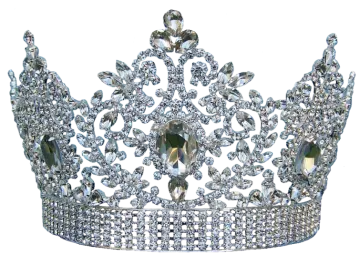 a silver crown with crystals on it
