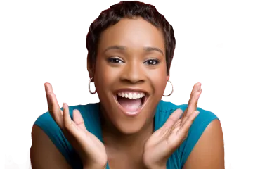 a woman with her hands in the air