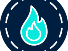 a blue flame in the center of a circle