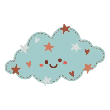 a cloud with hearts and stars on it