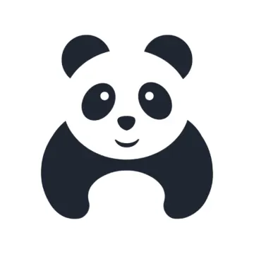 a black and white panda bear icon