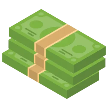 a stack of money on a white background