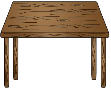 a wooden table with two legs