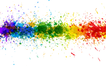 colorful paint splats on a white background