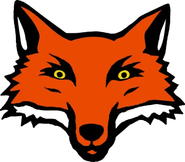 a red fox head with yellow eyes