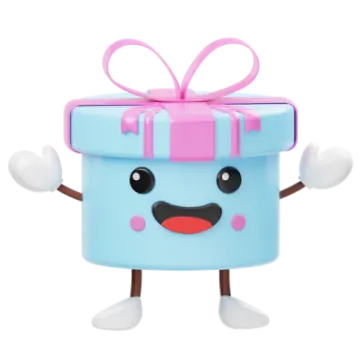 a blue gift box with a pink bow