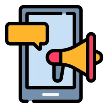 a phone with a megaphone on the screen