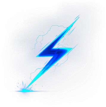 a blue lightning bolt on a white background
