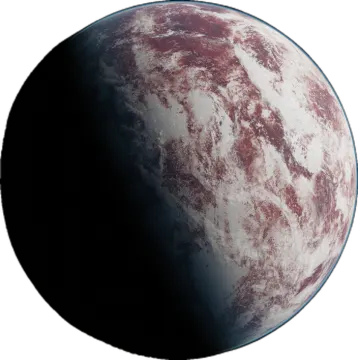 an image of a red and white planet