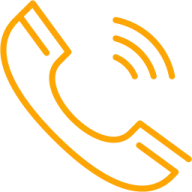 an orange phone icon with a white background