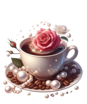 a cup of coffee with a rose on top