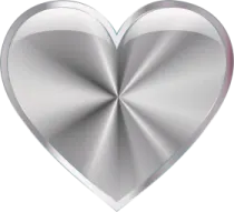 a silver heart on a white background